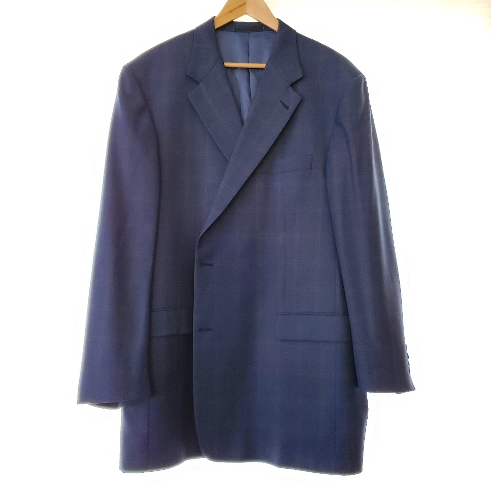 Burberry London Wool Plaid Blazer Men Size 50